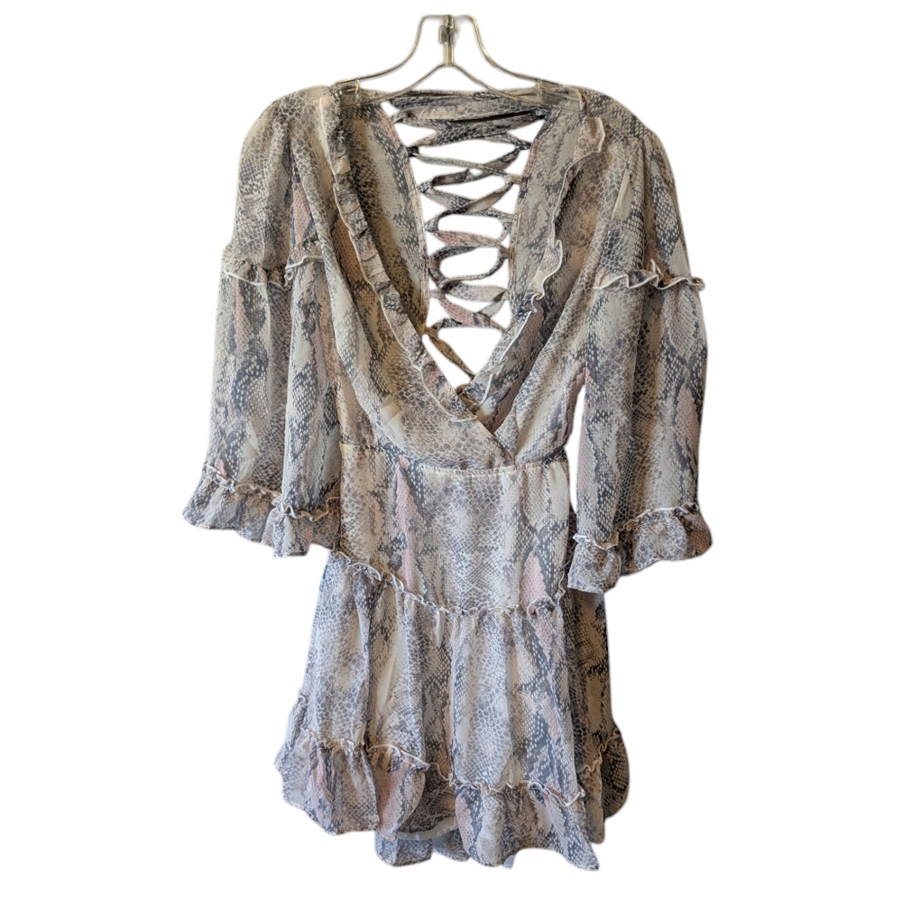NWT Olivaceous Cream Ruffled Tiered Bell Sleeve Dress Sz. S - Picture 6 of 15